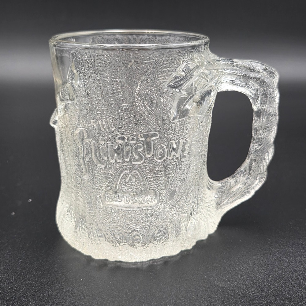 The Flintstones Treemendous Mug 1998 McDonald's Clear Glass Collectible